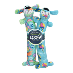 Multipet Margaritaville Summer Loofa Dog, Plush Dog Toy, 2 pack with Tropical Patterns