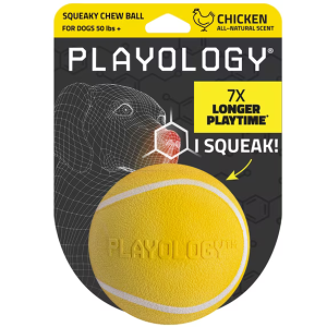 Playology Dog Toys | Squeaky Chew Ball, Chicken Scented Toy – Jumbo